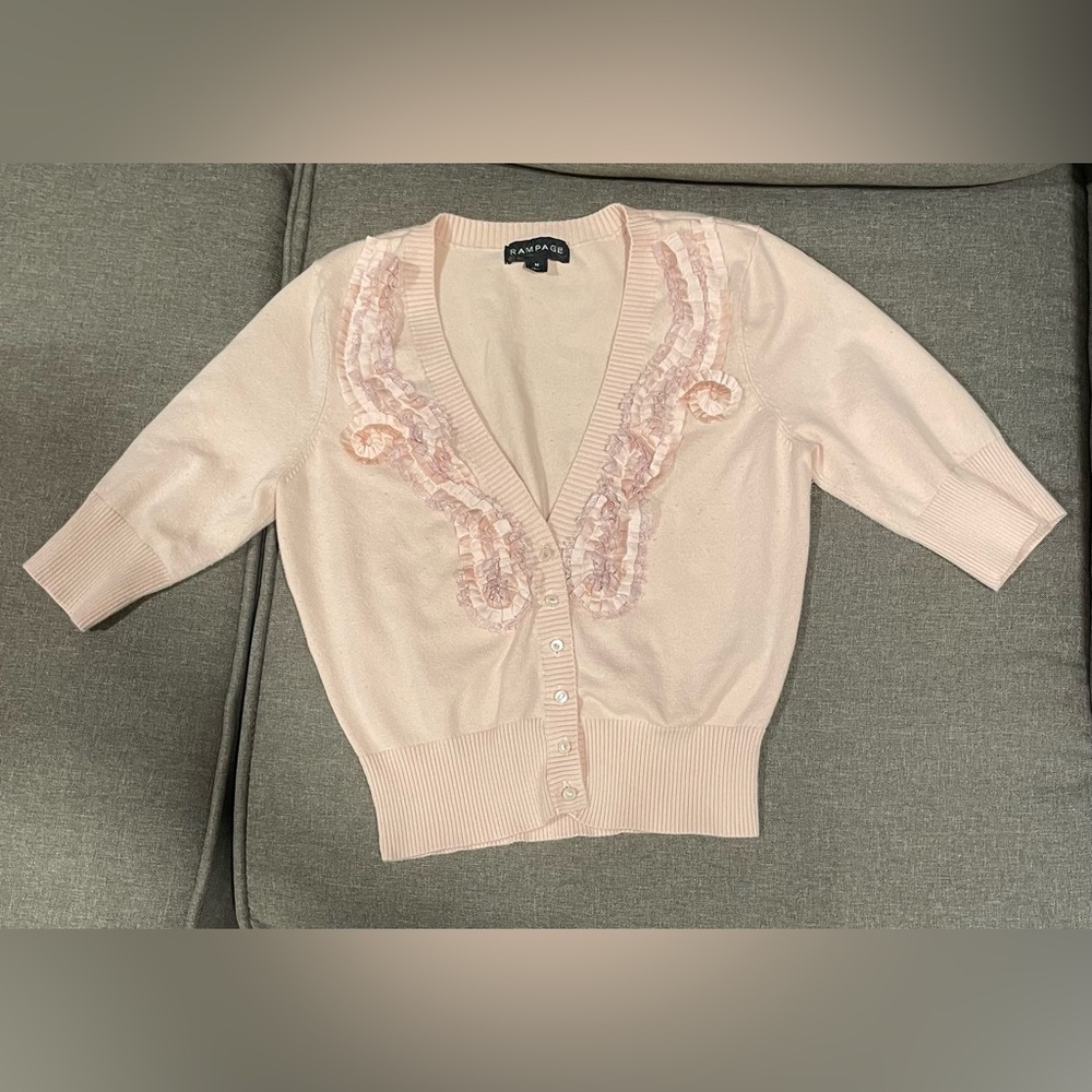 Ballerinacore ranpage size medium womens ladies 3/4 sleeve sweater cardigan pink